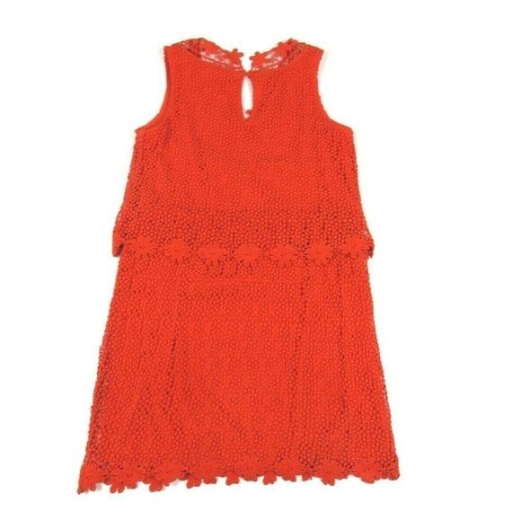 TOPSHOP Dress Floral Crochet Orange Lined V-Neck Mini Sleeveless Women's Size 4 - Picture 7 of 10